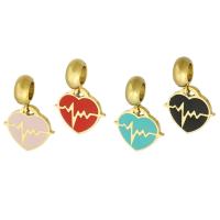 Stainless Steel European Pendants 316 Stainless Steel Heart Vacuum Ion Plating Unisex & enamel Approx 5mm Sold By PC