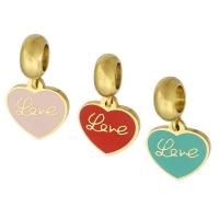 Stainless Steel European Pendants 316 Stainless Steel Heart Vacuum Ion Plating Unisex & enamel Approx 5mm Sold By PC