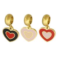 Stainless Steel European Pendants 316 Stainless Steel Heart Vacuum Ion Plating Unisex & enamel Approx 5mm Sold By PC