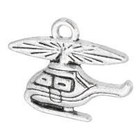 Sinc Alloy Pendants, Eitleán, dath airgid antique plátáilte, unisex, airgid, nicil, luaidhe & caidmiam saor in aisce, 19x16x2mm, Poll:Thart 2mm, Díolta De réir KG