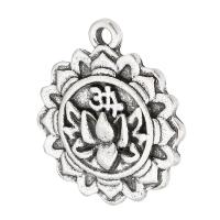 Sinc Alloy Pendants, Flower, dath airgid antique plátáilte, unisex, airgid, nicil, luaidhe & caidmiam saor in aisce, 17.50x21x2.50mm, Poll:Thart 2mm, Díolta De réir KG