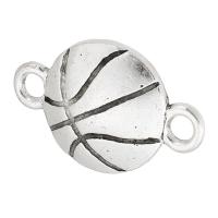 Connecteur en alliage de zinc, basket-ball, Plaqué de couleur d'argent, DIY & boucle de 1/1, argent, protéger l'environnement, sans nickel, plomb et cadmium, 22x14x3mm, Trou:Environ 2.5mm, Vendu par kg