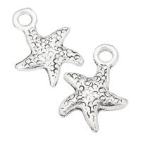 Colgantes de Aleación de Zinc, Estrella de Mar, chapado en color de plata antigua, unisexo, plateado, libre de níquel, plomo & cadmio, 12x16x2mm, agujero:aproximado 2mm, Vendido por KG