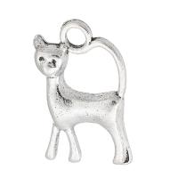 Sinkkiseos Animal riipukset, Kissa, antiikki hopea päällystetty, Unisex, hopea, nikkeli, lyijy ja kadmium vapaa, 10.50x17x3mm, Reikä:N. 2mm, Myymät KG