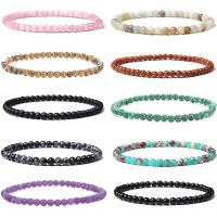 Gemstone Náramky, Drahokam, Kolo, ruční práce, elastické & různé materiály pro výběr & unisex, více barev na výběr, 4mm, Délka 7.5 inch, Prodáno By PC