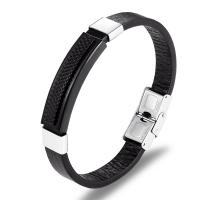 PU Leather Cord Bracelets with 304 Stainless Steel plated fashion jewelry Sold By PC