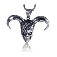 Titanium Steel Necklace Skull antique silver color plated fashion jewelry Sold By PC