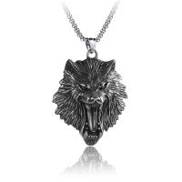 Titanstahl Halskette, Wolf, antik silberfarben plattiert, Modeschmuck & verschiedene Stile für Wahl, keine, 39x57mm, verkauft von PC