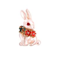 Enamel Brooch Zinc Alloy Rabbit plated Unisex & with rhinestone nickel lead & cadmium free Sold By PC