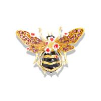 Glazuur broche, Zinc Alloy, Honingbij, gold plated, Handgeschilderd glazuur & voor vrouw & met strass, meer kleuren voor de keuze, nikkel, lood en cadmium vrij, 58x42mm, Verkocht door PC