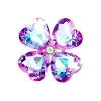 Rhinestone Broche, Zinc Alloy, Four Leaf Clover, forgyldt, for kvinde & med rhinestone, flere farver til valg, 38x38mm, Solgt af PC