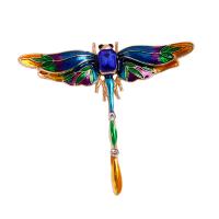 Glazuur broche, Zinc Alloy, Dragonfly, gold plated, uniseks & met strass, meer kleuren voor de keuze, nikkel, lood en cadmium vrij, 60x55mm, Verkocht door PC