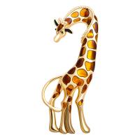 Enamel Brooch Zinc Alloy Giraffe gold color plated Unisex nickel lead & cadmium free Sold By PC