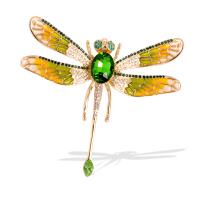 emalje broche, Zinc Alloy, med Krystal, Dragonfly, guldfarve belagt, Unisex & med rhinestone, flere farver til valg, nikkel, bly & cadmium fri, 90x85mm, Solgt af PC