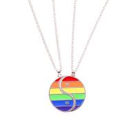 Collier de couple, alliage de zinc, vernis au four, unisexe, multicolore, 17x15mm, Longueur Environ 20.62 pouce, Vendu par PC