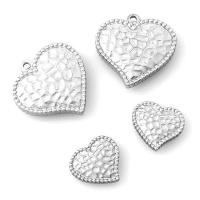 Stainless Steel Heart Pendants 304 Stainless Steel DIY original color Sold By Bag