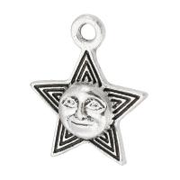 Sinc Alloy Pendants, Star, dath airgid antique plátáilte, unisex, airgid, nicil, luaidhe & caidmiam saor in aisce, 14x16x3mm, Poll:Thart 2mm, Díolta De réir KG