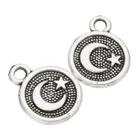 Zink Alloy Halsband, Flat Round, antik silver pläterad, Unisex, silver, nickel, bly och kadmium gratis, 10x12.50x1.50mm, Hål:Ca 1.5mm, Säljs av KG