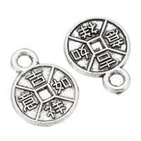 Cinko lydinio Pakabukai, Cinko lydinys, Butas Round, antikvariniai sidabro spalva padengtas, unisex, sidabras, nikelio, švino ir kadmio nemokamai, 10x13x1mm, Skylė:Apytiksliai 2mm, Pardavė KG