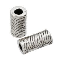 Perles tubes en alliage de zinc, pilier, Plaqué de couleur d'argent, DIY, argent, protéger l'environnement, sans nickel, plomb et cadmium, 11x5x5mm, Trou:Environ 2.5mm, Vendu par kg