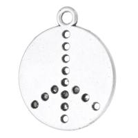 Zink legering hanger Rhinestone instelling, Zinc Alloy, Rond plat, antiek zilver plated, DIY, zilver, nikkel, lood en cadmium vrij, 20x23.50x1mm, Gat:Ca 2mm, Verkocht door KG