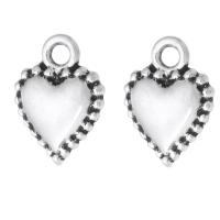 Pendentifs coeur en alliage de zinc, Plaqué de couleur d'argent, unisexe, argent, protéger l'environnement, sans nickel, plomb et cadmium, 11x15x2.50mm, Trou:Environ 2mm, Vendu par kg