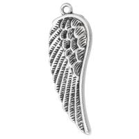 Wing Shaped Zinc Alloy Privjesci, Cink Alloy, starinski srebrne boje pozlaćen, bez spolne razlike, srebro, nikal, olovo i kadmij besplatno, 15x42x2mm, Rupa:Približno 2mm, Prodano By KG