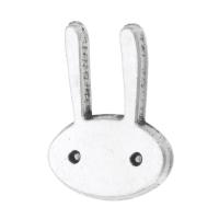 Bijoux cabochons en alliage de zinc, lapin, Plaqué de couleur d'argent, DIY, argent, protéger l'environnement, sans nickel, plomb et cadmium, 12x16x2mm, Vendu par kg