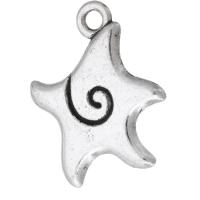 Zinklegering Animal Hangers, Zinc Alloy, Zeester, antiek zilver plated, uniseks, zilver, nikkel, lood en cadmium vrij, 21x25x2mm, Gat:Ca 2.5mm, Verkocht door KG