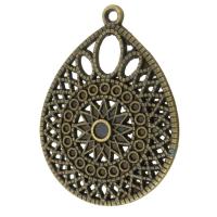 Liga de zinco Pendant Cabochon Ambiente, Lágrima, banho de cor bronze antigo, DIY, níquel, chumbo e cádmio livre, 29x36x3mm, Buraco:Aprox 2mm, vendido por kg