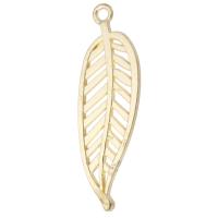 Pendentifs feuilles en alliage de zinc , Placage de couleur d'or, unisexe & creux, protéger l'environnement, sans nickel, plomb et cadmium, 17x50x2mm, Trou:Environ 2.5mm, Vendu par kg