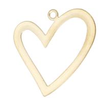 Zinklegering Hart Hangers, Zinc Alloy, gold plated, uniseks & hol, nikkel, lood en cadmium vrij, 46x47x1mm, Gat:Ca 3mm, Verkocht door KG