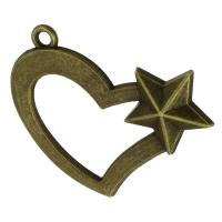 Pendentifs coeur en alliage de zinc, Plaqué de couleur de bronze antique, unisexe & creux, protéger l'environnement, sans nickel, plomb et cadmium, 45x38x4mm, Trou:Environ 2.5mm, Vendu par kg