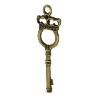 Zinc Alloy Key Pendler, Nøgle, antik bronze farve forgyldt, Unisex & hule, nikkel, bly & cadmium fri, 12x42x3mm, Hole:Ca. 2mm, Solgt af KG