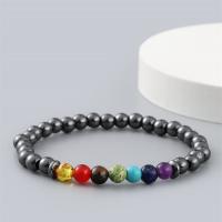 Hematita no magnética Pulsera, con Piedras preciosas, Esférico, elástico & para hombre, color mixto, 6mm, longitud 18-20 cm, Vendido por UD