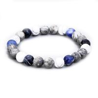 Edelsteen armbanden, Ronde, elastische & voor de mens & frosted, gemengde kleuren, 8mm, Lengte 18-20 cm, Verkocht door PC