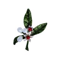 Glazuur broche, Zinc Alloy, met Plastic Pearl, voor vrouw, nikkel, lood en cadmium vrij, 20x19mm, Verkocht door PC