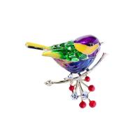 Enamel Brooch Zinc Alloy Bird gold color plated for woman & with rhinestone nickel lead & cadmium free Sold By PC