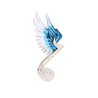 Glazuur broche, Zinc Alloy, gold plated, met strass, blauw, nikkel, lood en cadmium vrij, 45x17mm, Verkocht door PC