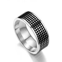 Titanium Staal Finger Ring, platinum plated, verschillende grootte voor keus & voor de mens & glazuur, zwart, Verkocht door PC