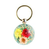 Key Chain, Resin, med Tørret blomst, tilfældigt sendt & Unisex & epoxy sticker & blandet, 36x21mm, 10pc'er/Lot, Solgt af Lot