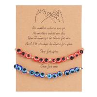 Seedbead Set de bracelet, avec corde de cire & résine, Mauvais œil, 2 pièces & styles différents pour le choix & pour le couple, Longueur Environ 6.29-11.81 pouce, 10ensemblessérie/lot, Vendu par lot