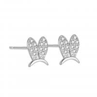 Sterling Silver Jewelry Earring, 925 Sterling Silver, Coinín, plátáilte, do bhean & le rhinestone, dathanna níos mó le haghaidh rogha, 5.40x6.90mm, Díolta De réir Péire