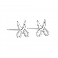 925 Sterling Silver Stud Earrings Scissors plated for woman Sold By Pair