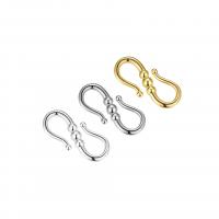 925 Sterling Sølv S Hook Clasp, forgyldt, du kan DIY, flere farver til valg, 7x17.50mm, Hole:Ca. 7mm, Solgt af PC