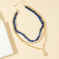 Collier de mode Multi couche, alliage de zinc, avec Lapis lazuli, avec 2.76inch chaînes de rallonge, bijoux de mode & multicouche & pour femme, plus de couleurs à choisir, protéger l'environnement, sans nickel, plomb et cadmium, Longueur Environ 19.29 pouce, Vendu par PC