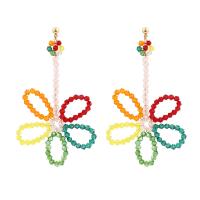 Zinc Alloy Drop Earring, med Glasperler, mode smykker & for kvinde, nikkel, bly & cadmium fri, 80x46mm, Solgt af par