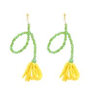 aleación de zinc Pendientes con Colgantes, con Cuentas de vidrio & Seedbead, Joyería & para mujer, libre de níquel, plomo & cadmio, 83x42mm, Vendido por Par