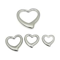 Acier inoxydable Coeur Pendentifs, Acier inoxydable 304, machine poli, DIY & normes différentes pour le choix, couleur originale, 30PC/sac, Vendu par sac