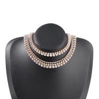 Mode Multi Layer halskæde, Zinc Alloy, med 5.59inch extender kæde, højkvalitets forgyldt og aldrig fade, mode smykker & for kvinde & med rhinestone, flere farver til valg, Solgt Per 12.59 inch Strand